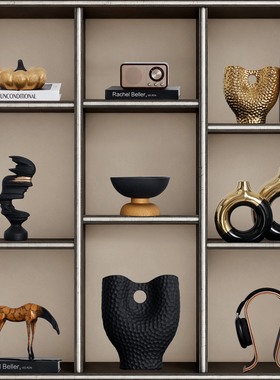 意式极简书柜装饰摆件套装