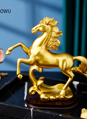 马到成功酒柜装饰品金马摆件轻奢高档家居电视柜办公室桌面现代