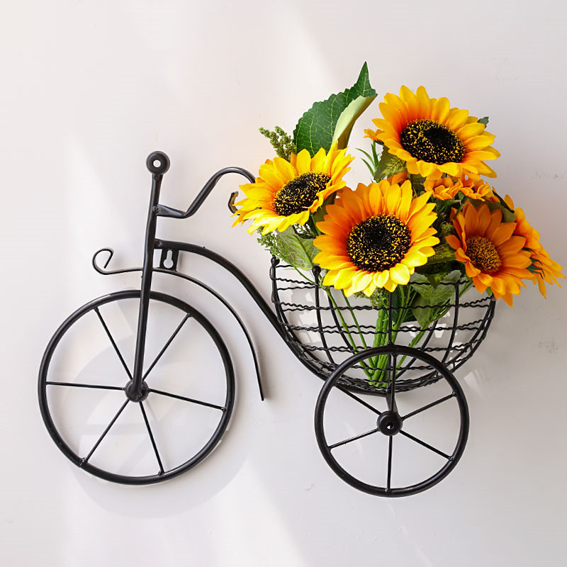 田园风挂墙装饰花墙壁客厅墙上铁艺挂件单K车花篮餐厅墙饰阳台外