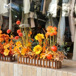 仿生花造景栅栏仿真花服装店装饰门头花箱假花摆设假绿植小摆件