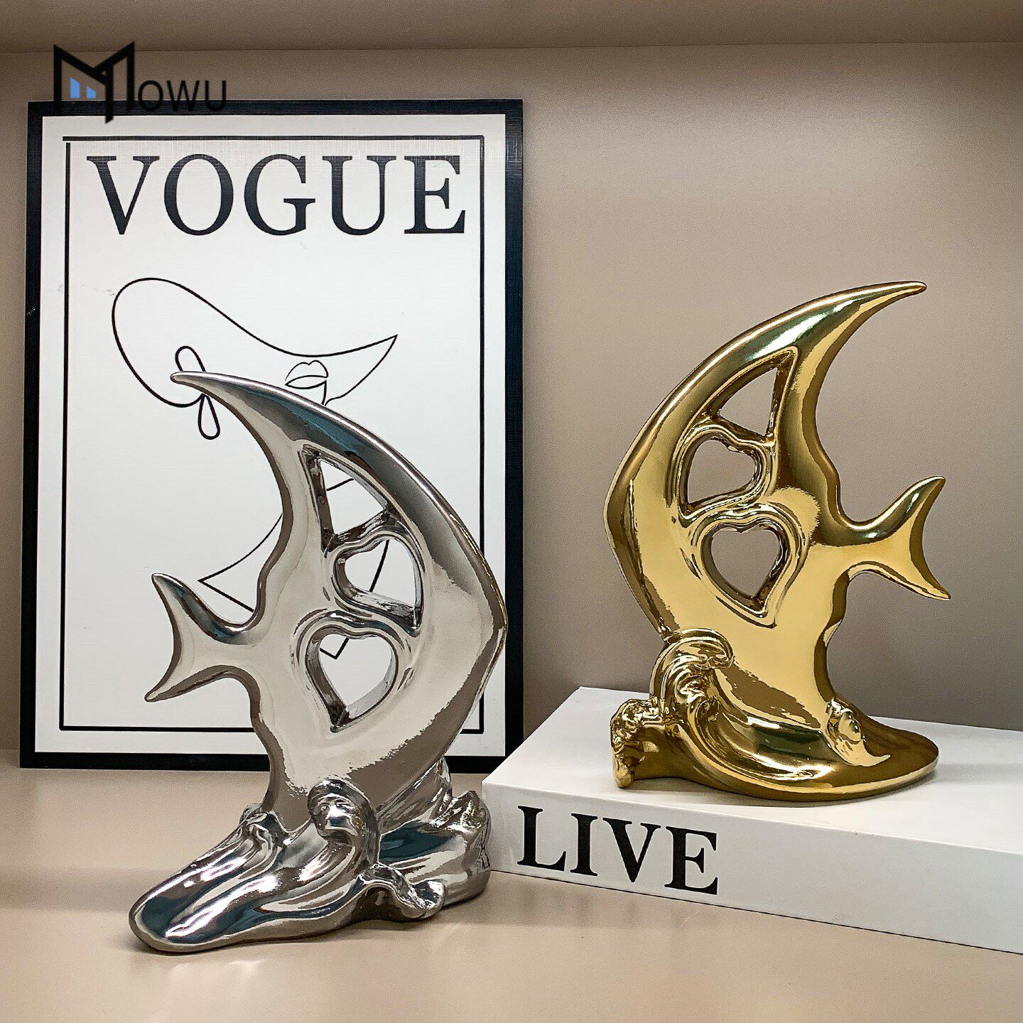 陶瓷鱼艺术摆件轻奢高档