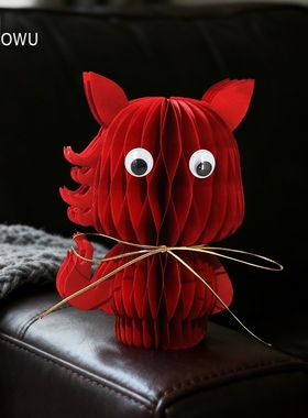 红色马造型装饰摆件立体