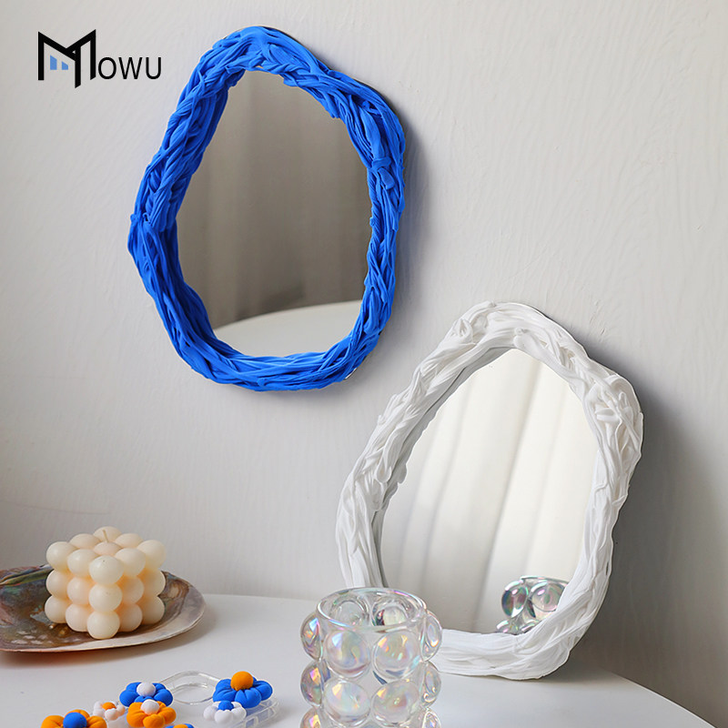 克莱因蓝装饰镜子边框diy材料ins风房间桌面化妆镜卧室梳妆台摆件