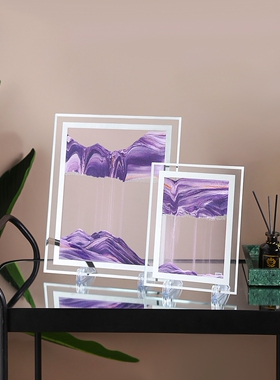 轻奢艺术流沙画沙漏装饰创意办公室桌面解压紫色礼品家居装饰