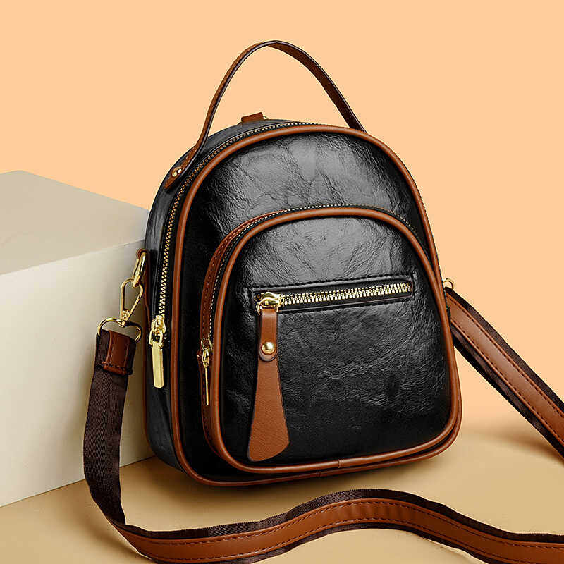 真皮双肩包女2024新款多功能软皮女士背包牛皮单肩包单肩斜挎小包