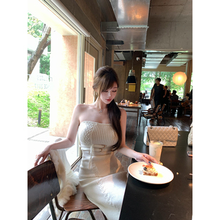 抹胸针织连衣裙带腰带秋冬修身 S腰臀比 显瘦打底裙 99jiu With