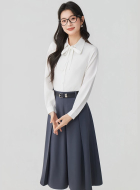 女白色长袖衬衫女2026新款春秋轻奢气质职业雪纺蝴蝶结面试正装