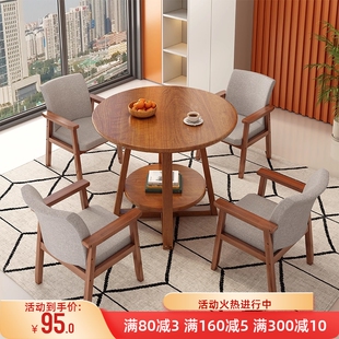 会议桌圆桌商用洽谈桌高级小型接待桌简约阳台桌现代办公桌阅览桌