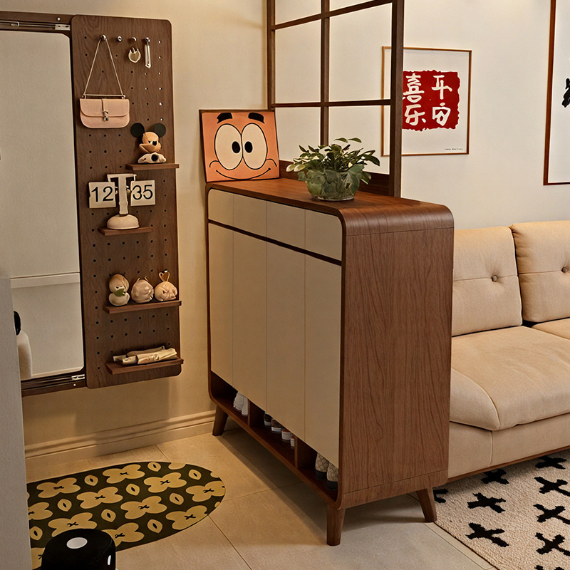 实木鞋柜隔断家用门口玄关一体