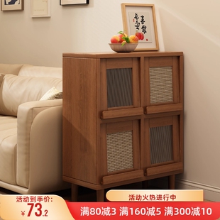 实木书柜收纳格子柜沙发矮柜餐边茶水柜家用防尘储物柜一体置物柜