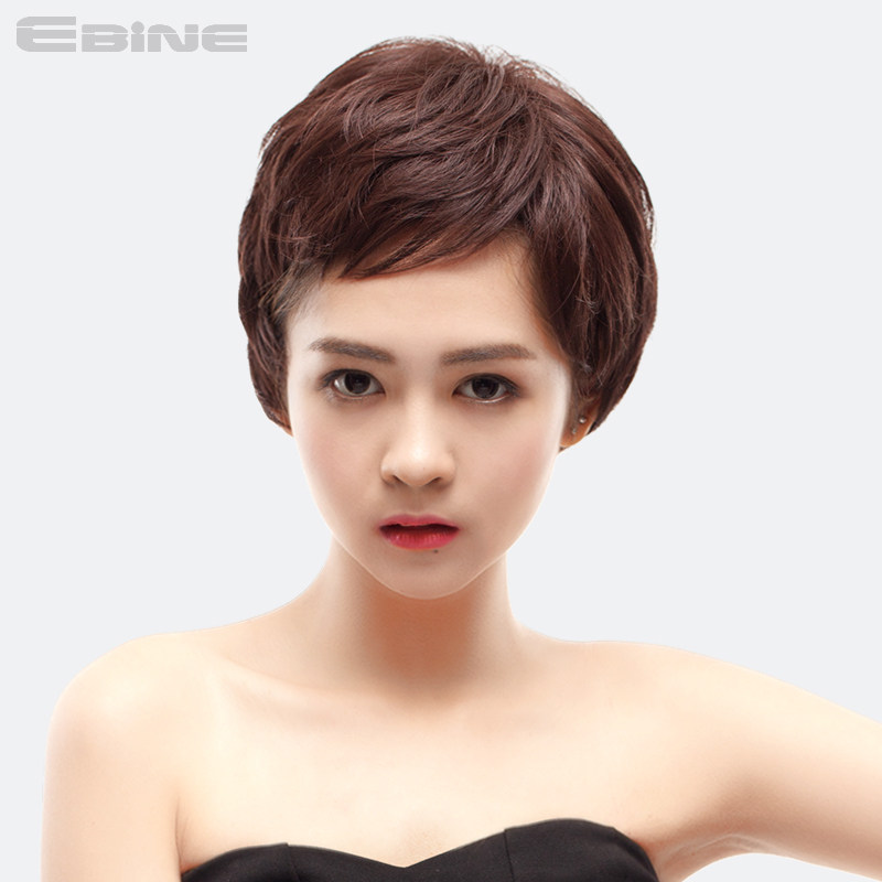 女士中老年高仿真微卷短直发头套 帅气利落妈妈假发整顶 透气自然