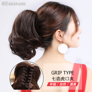 假发马尾短款抓夹式 隐形 蓬松微卷中长马尾辫子梨花卷直发自然女