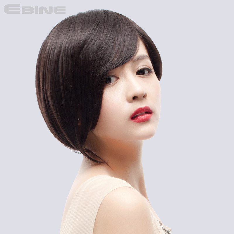 整顶全假发时尚女短发头套斜刘海直发蓬松逼真OL帅气利落蓬松自然