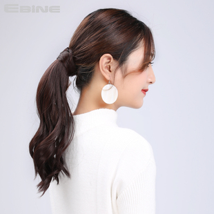 假发系带时尚马尾 绑带式马尾辫 微卷发中长款低马尾 高温丝自然