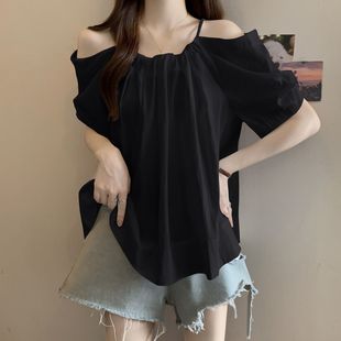 Sweet甜美风吊带衬衫 女装 2025新款 纯欲露肩设计感漂亮女人衫