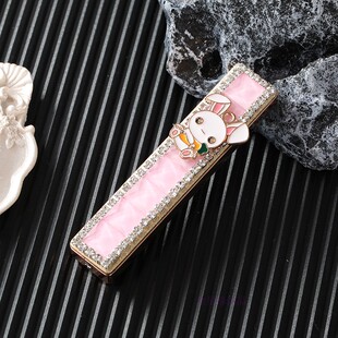 户外女士镶钻充电打火机USB小巧可爱个性 防风 创意便携女生网红款