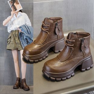 313233小码真皮马丁靴女款秋季冬加绒棉鞋厚底小个子增高雪地短靴