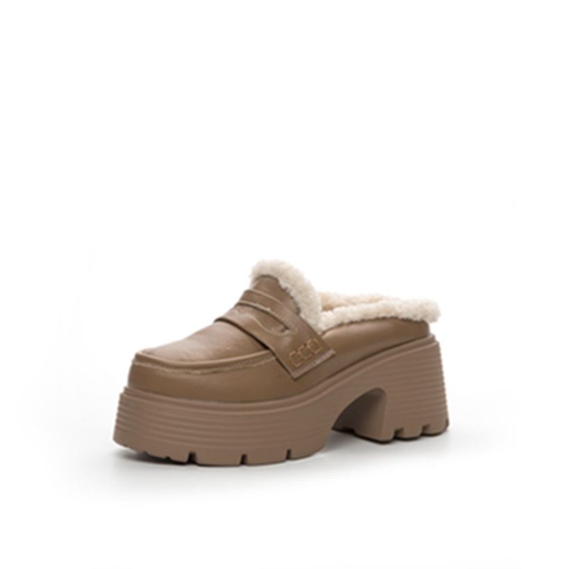 29-33小码秋冬季女鞋棉鞋韩版包头半拖毛毛鞋加绒保暖圆头鞋女