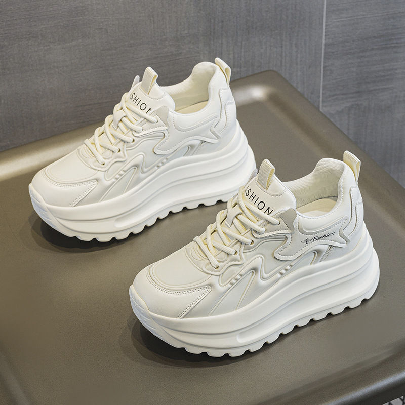 30313233小码内增高小白鞋女2025鞋爆款牛皮厚底板鞋轻便老爹百搭