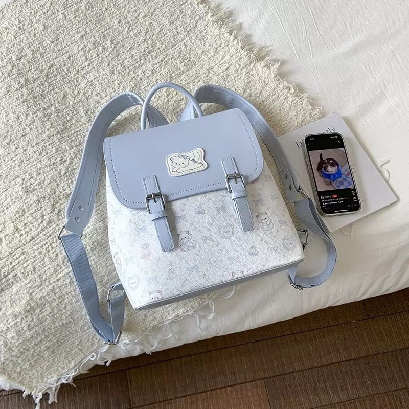 卡通可爱猫咪印花双肩包包女韩版原创大容量学生书包百搭手提背包