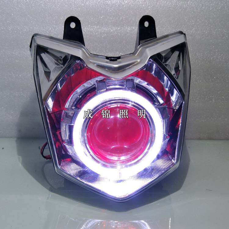 适用天剑天隼150ZJYM150-8大灯总成改装LED透镜天使眼恶魔氙气灯
