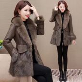 海宁皮草外套女2025毛中长款 绵羊羽绒棉羽绒棉服50到60岁加厚