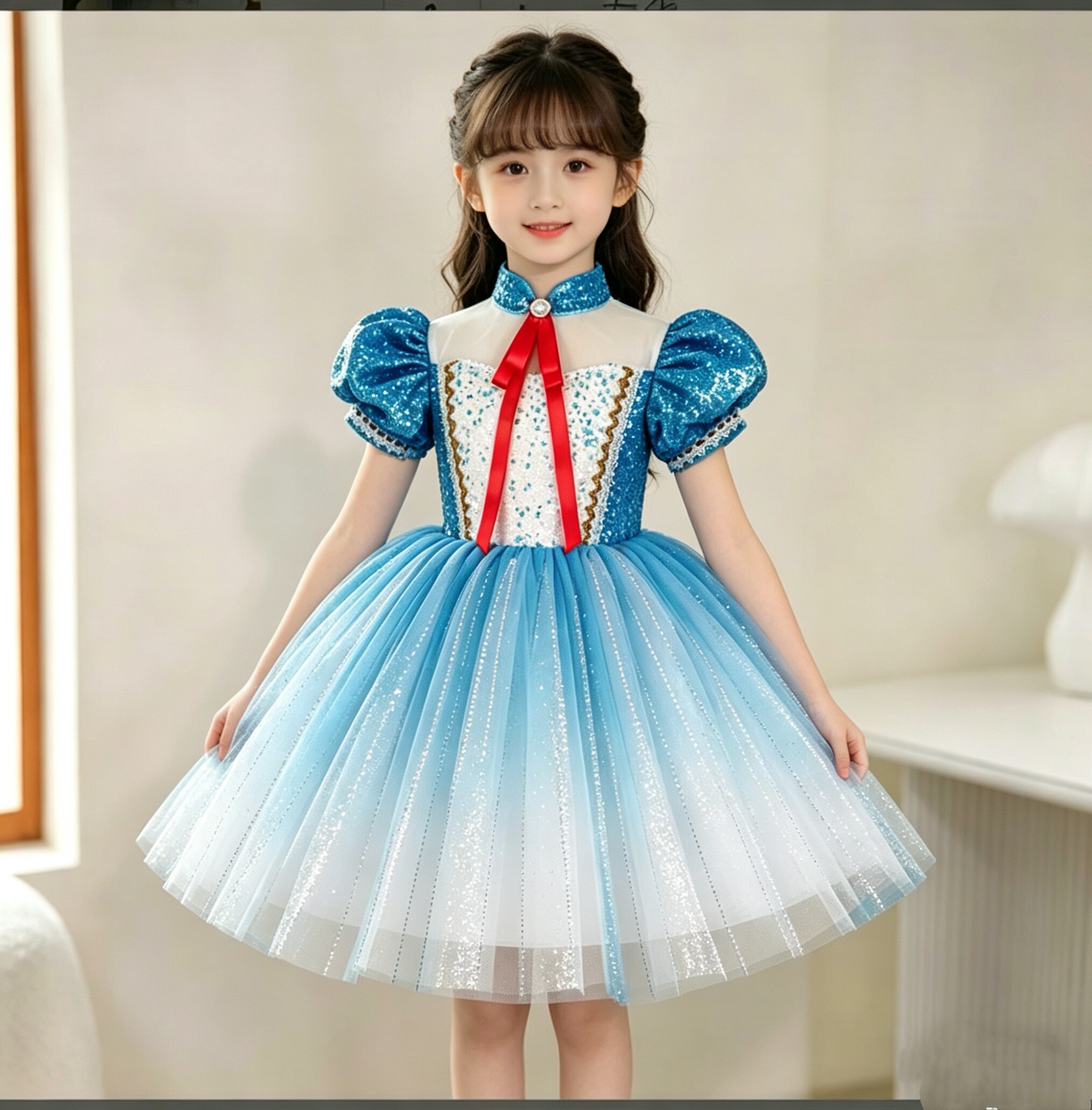 六一儿童合唱服小学生朗诵渐变演出童歌咏比赛舞蹈团班级舞台短裙