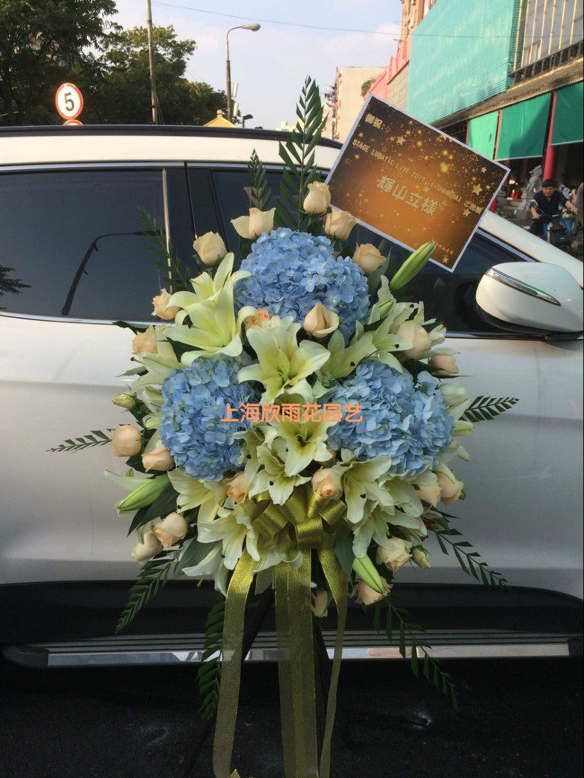 上海绣球开业花篮同城鲜花速递商务庆典用花乔迁开张鲜花花篮配送