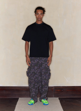 FSG 雾霾蓝迷彩打褶两穿束口工装伞兵裤