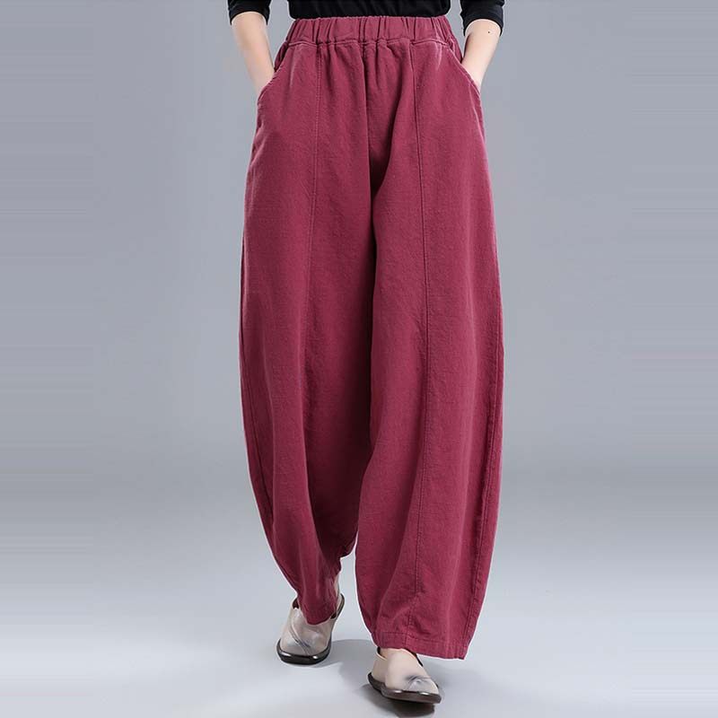 灯笼裤女春夏2022新品复古文艺棉麻宽松大码纯色苎麻瑜伽裤女裤子,女装/女士精品,休闲裤,淘宝优惠券,粉丝福利购,淘宝优惠卷