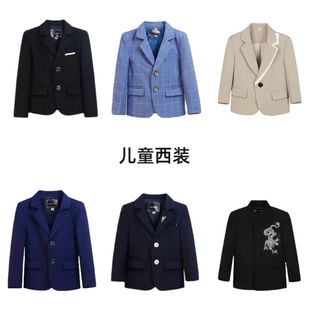 男童西装外套学院风男孩演出黑色单西服儿童韩版礼服上衣学生制服