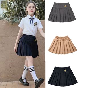 女童百褶裙jk格裙儿童学院风背带裙背心裙短裙学生装半身裙连衣裙