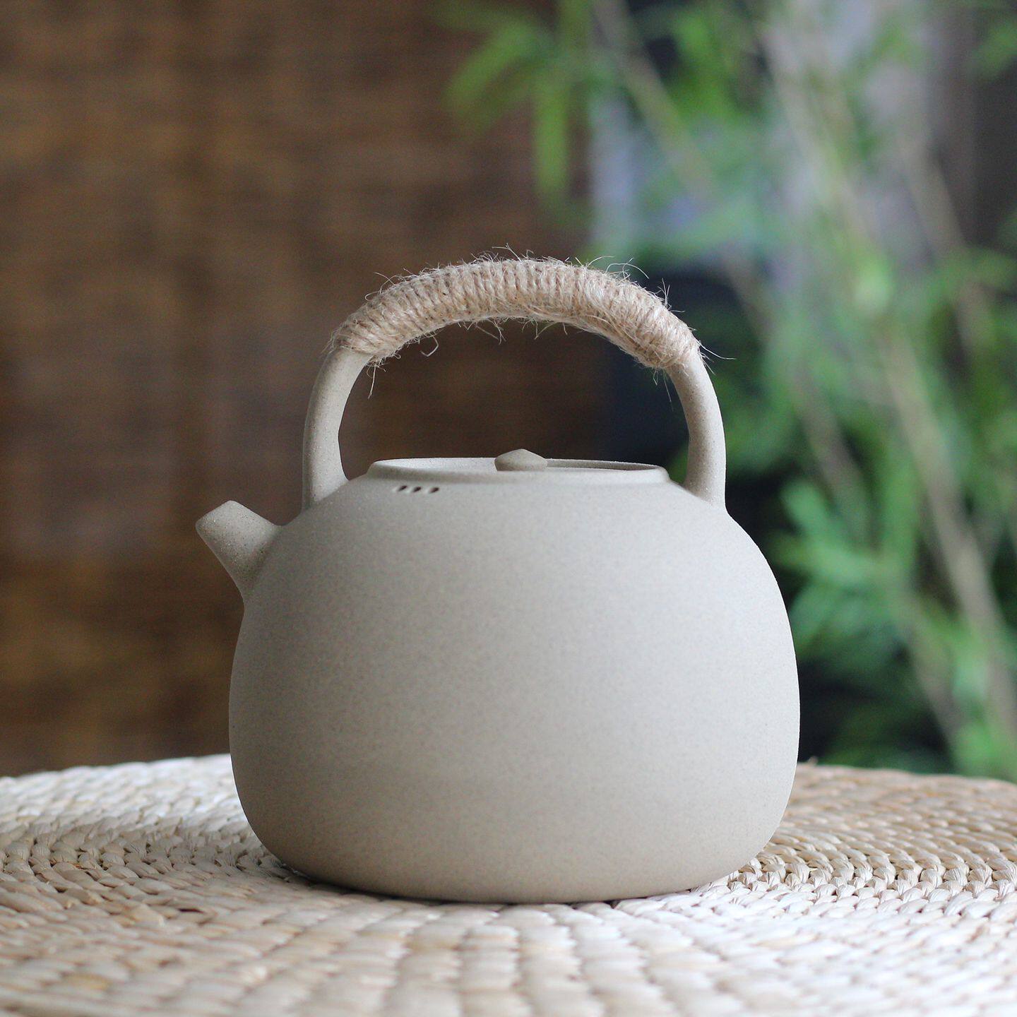 景德镇陶壶煮茶壶烧水壶 陶瓷家用养生提梁壶 明火炭炉电陶炉可用