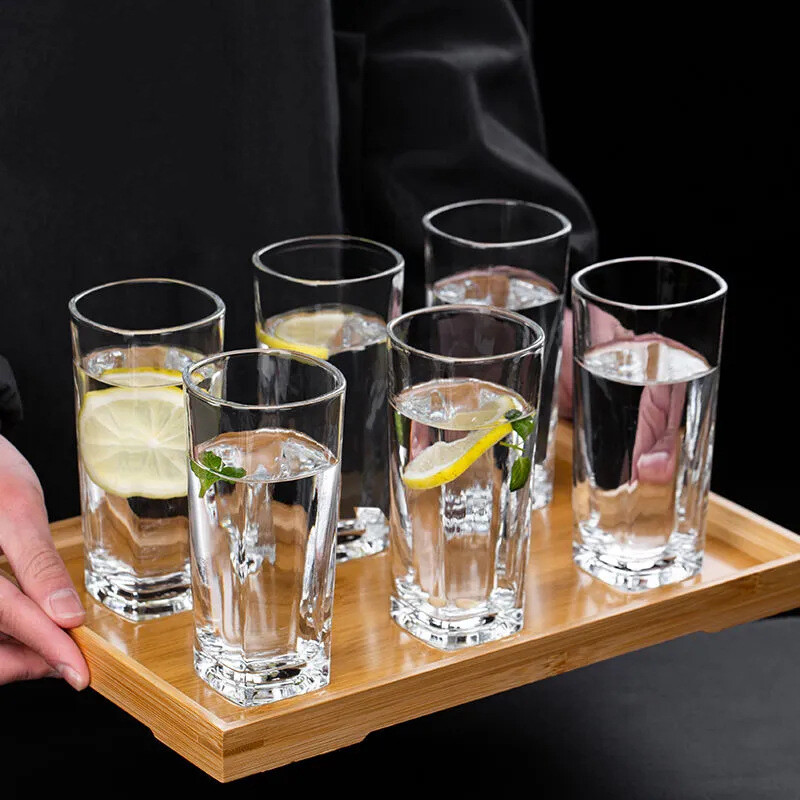 6只装青苹果家用玻璃杯套装耐热泡茶杯牛奶果汁喝水杯子啤酒杯