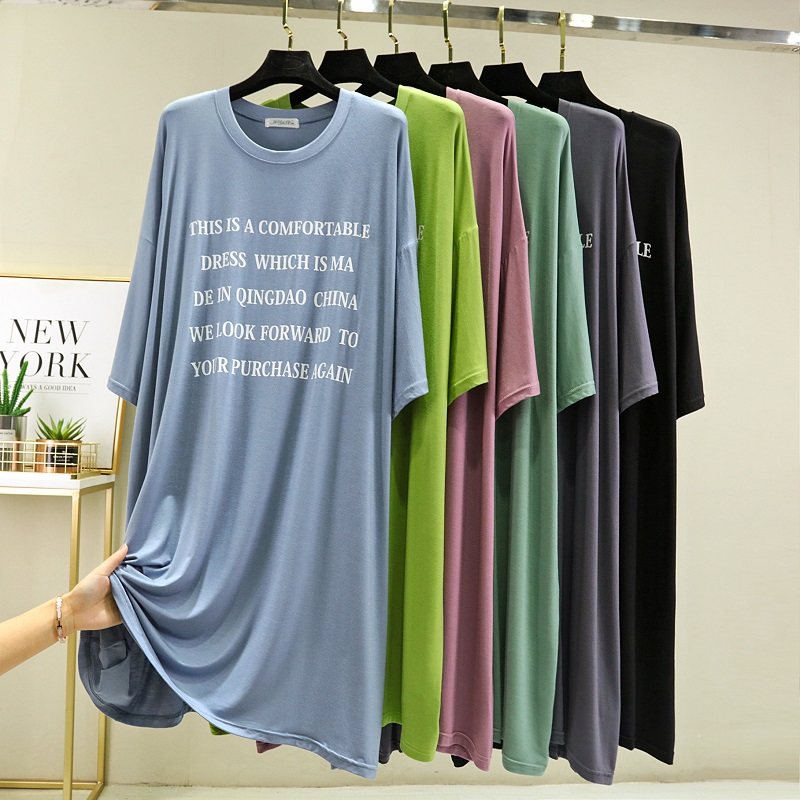 莫代尔印花连衣裙女夏宽松休闲裙外穿口袋大摆裙遮肉长裙薄款睡裙,女装/女士精品,连衣裙,淘宝优惠券,粉丝福利购,淘宝优惠卷