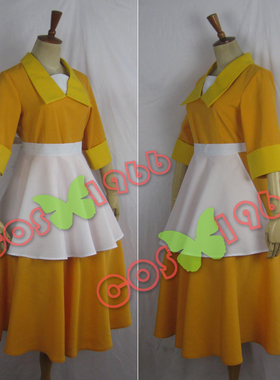 定制  迪士尼 青蛙公主 黄色仆人 cos  王子的魔法之吻 动漫服装
