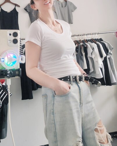 低领短袖T恤女2026夏季新款修身显瘦露锁骨白色百搭纯棉半袖上衣