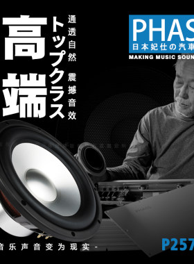 日本PHASS妃仕P257AM重超低音炮喇叭汽车音响改装车载被动低音炮