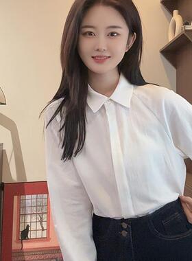 【Niche Young】剪影长袖白色百搭小众宽松韩版设计感衬衫QD10649