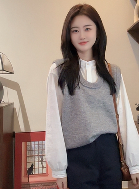 【Niche Young】梭影羊毛混纺针织百搭韩版秋季套头针织马甲Y5169