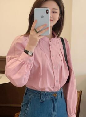 【Niche Young】奔赴生活长袖百搭小众纯色甜美设计感衬衫CX20060