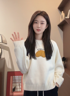 【Niche Young】冬季时尚百搭圆领慵懒风套头针织毛衣Y5482