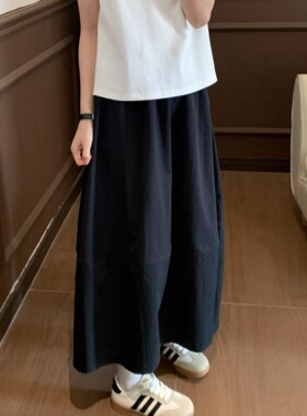 【Niche Young】 高腰时尚休闲百搭宽松复古中长款半身裙 Y6091-1