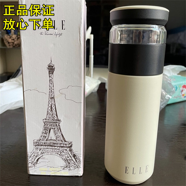 elle茶水分离保温杯316不锈钢大容量500ml便携过滤办公室泡茶杯子