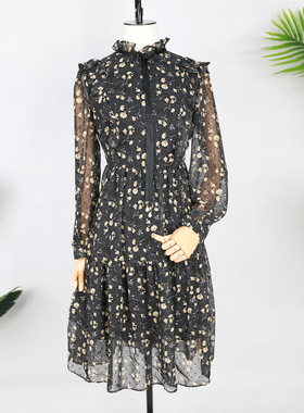 清仓捡漏~专柜撤柜【可系】春秋211106雪纺碎花长袖连衣裙