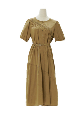 清仓捡漏~专柜撤柜【可系】232323蛋糕棉布连衣裙女收腰显瘦长裙