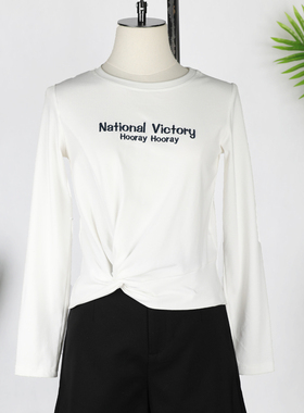 清仓捡漏~专柜撤柜【可系】211151春秋设计感抽褶截短T恤女