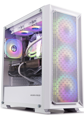 金河田预见99A主机箱电脑台式360水冷atx钢化玻璃侧透明白色机箱