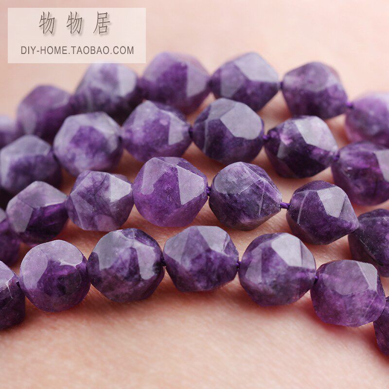 NATURAL JADE CRYSTAL LOOSE BEADS CUT CORNERS CUT CORNERS AMETHYST 8MM BEADS BEADED BRACELET MATERIAL DIY BRACELET ACCESSORIES
