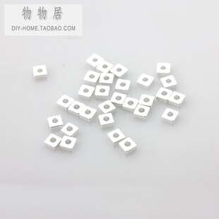保色铜镀925纯银隔片方片隔珠小碎银珠子手链项链散珠手工diy配件